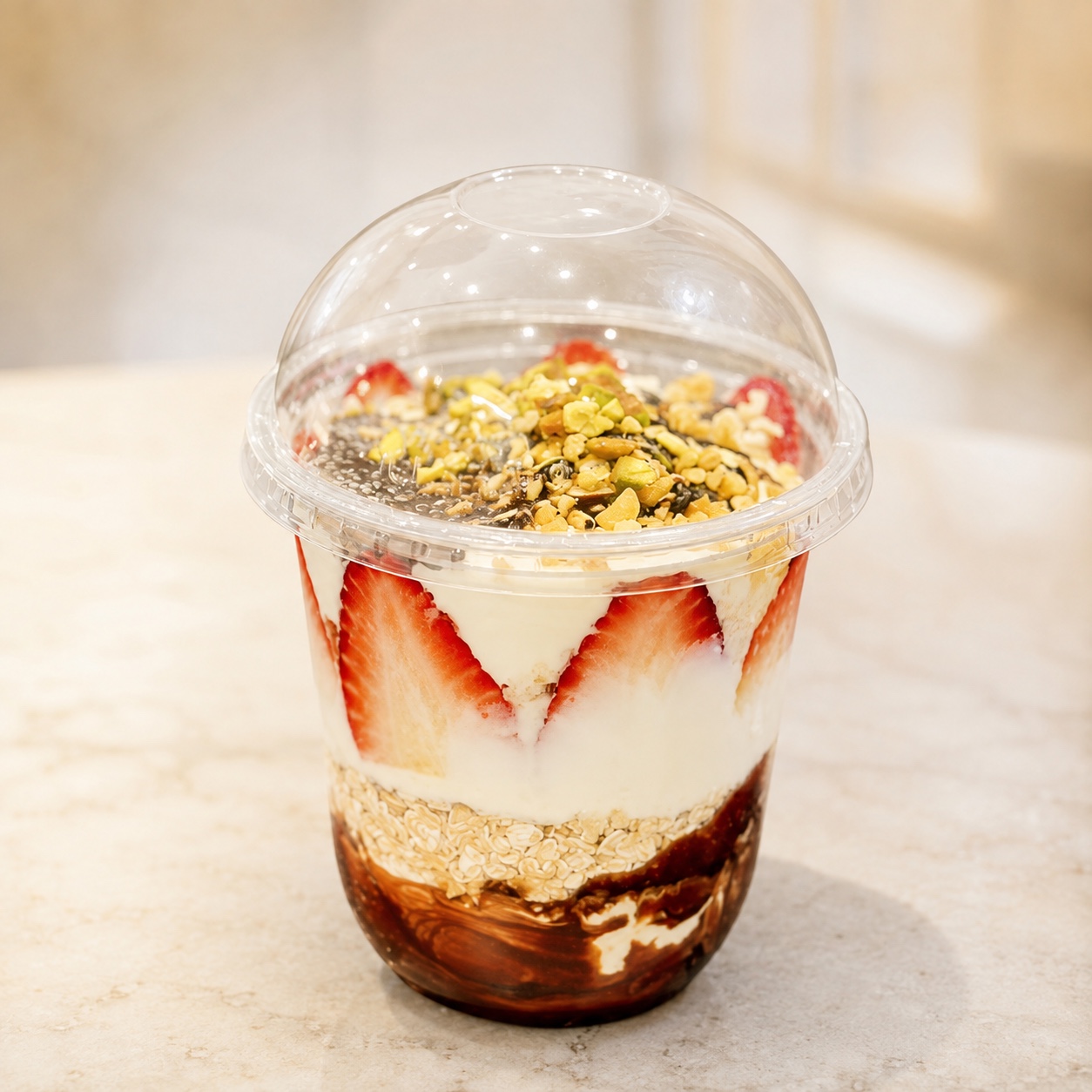 Strawberry chocolate chia layered yogurt